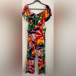 🌴 Milk & Honey Tropical Floral Wide Leg Jumpsuit - Size M